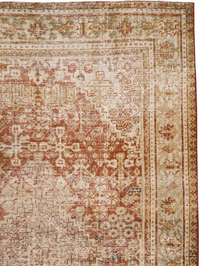 Antique Persian Joshegan Distressed Rug, No.25136 - Staging