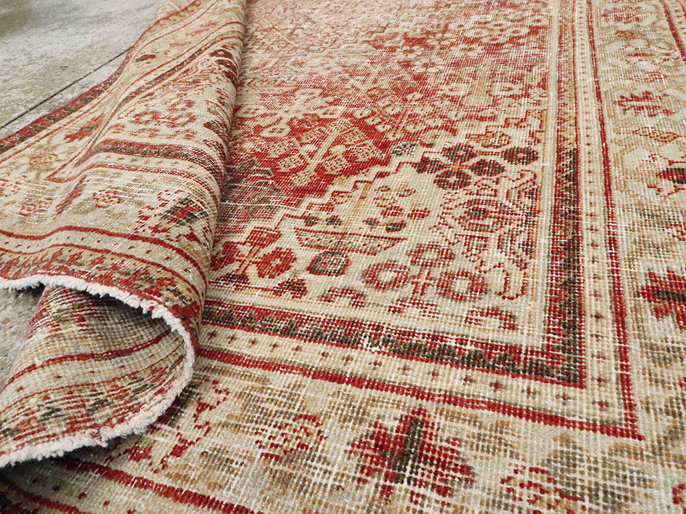 Antique Persian Joshegan Distressed Rug, No.25136 - Staging