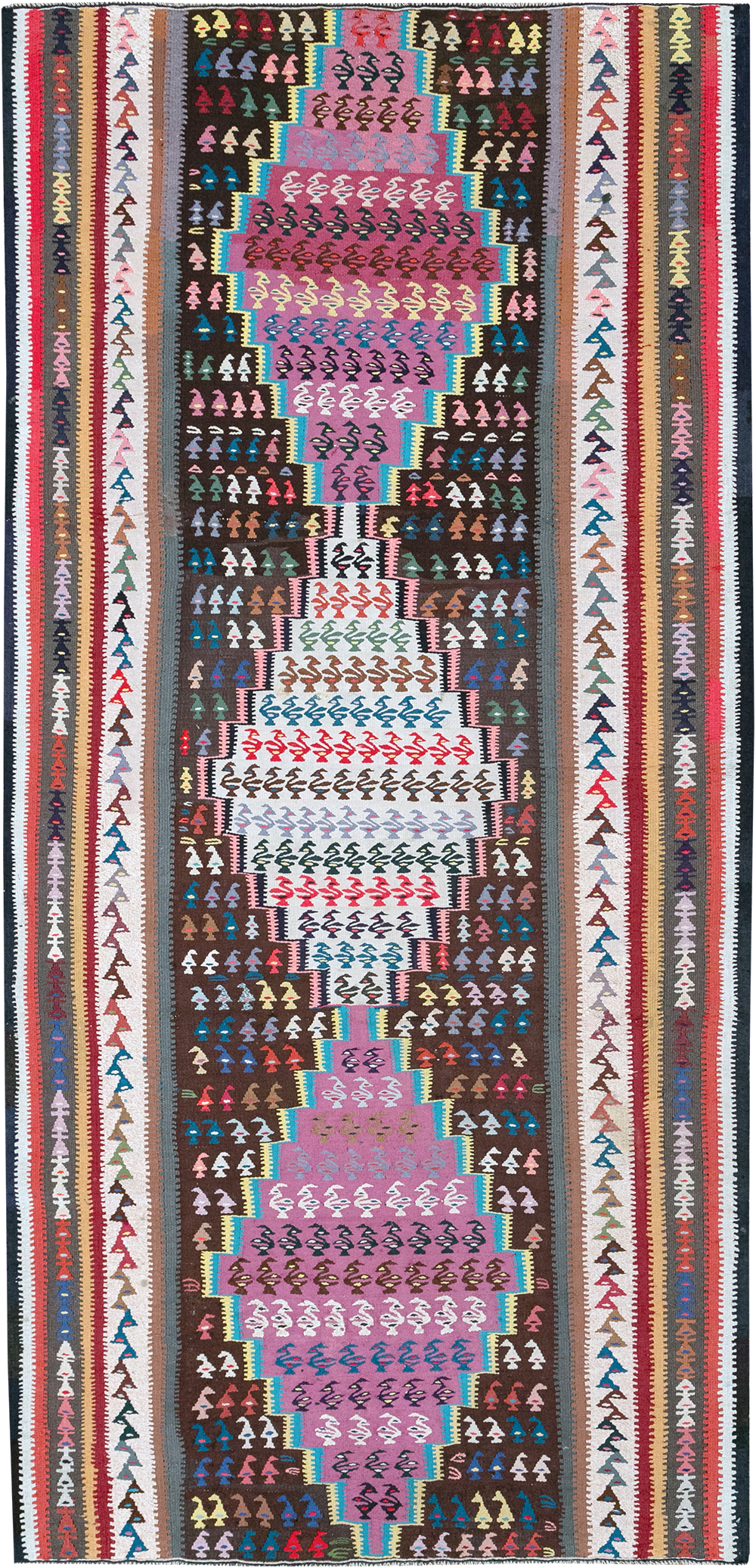 Vintage Persian Flatweave Kilim Gallery Rug, No.25155 - Staging