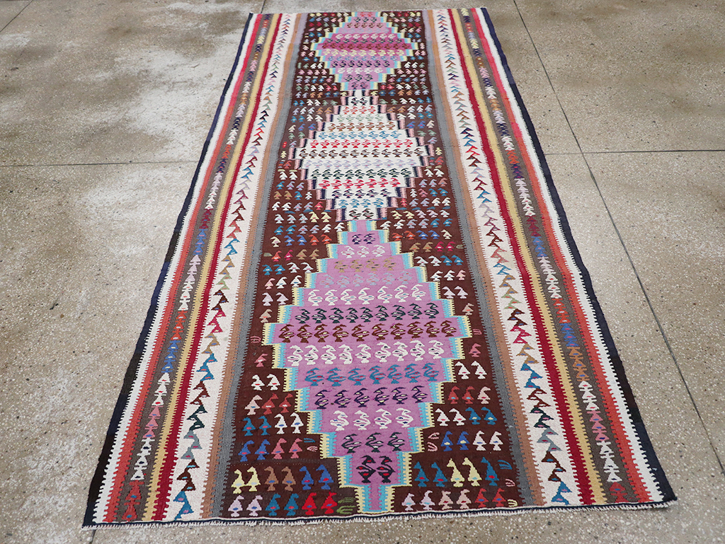 Vintage Persian Flatweave Kilim Gallery Rug, No.25155 - Staging