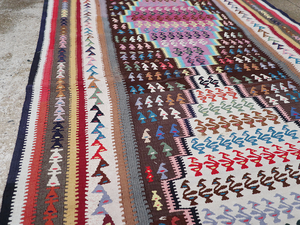 Vintage Persian Flatweave Kilim Gallery Rug, No.25155 - Staging