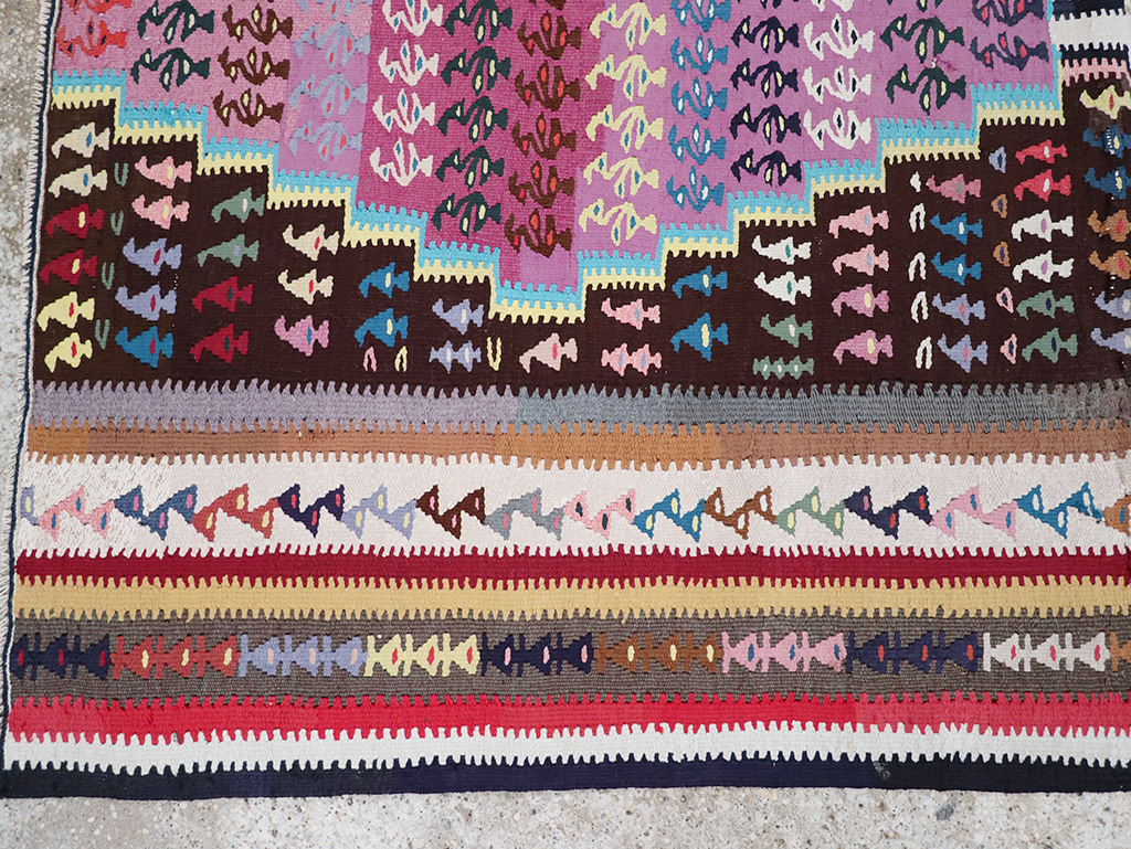 Vintage Persian Flatweave Kilim Gallery Rug, No.25155 - Staging