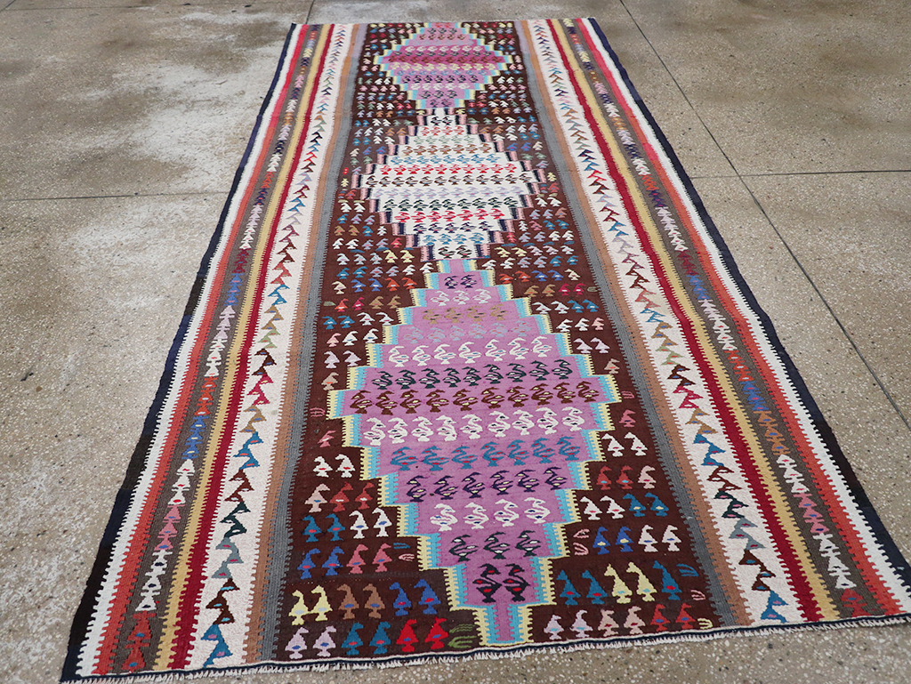 Vintage Persian Flatweave Kilim Gallery Rug, No.25155 - Staging