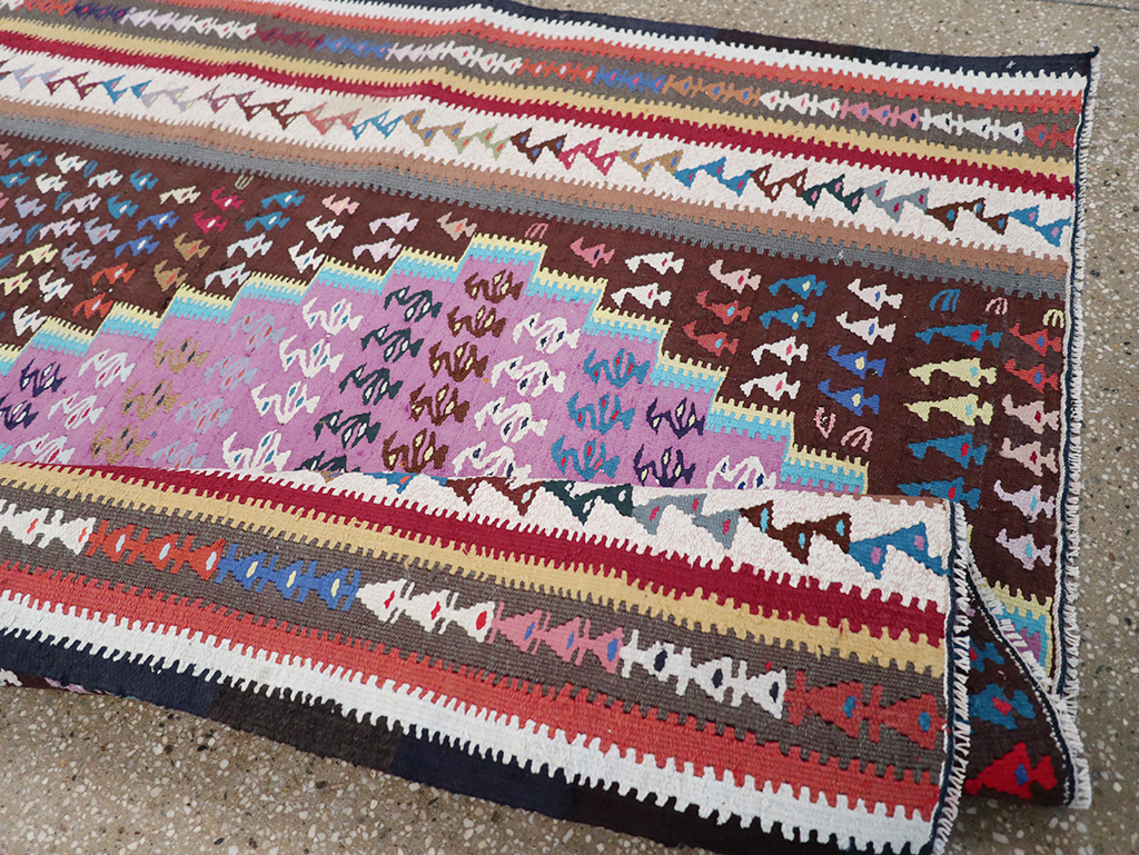 Vintage Persian Flatweave Kilim Gallery Rug, No.25155 - Staging