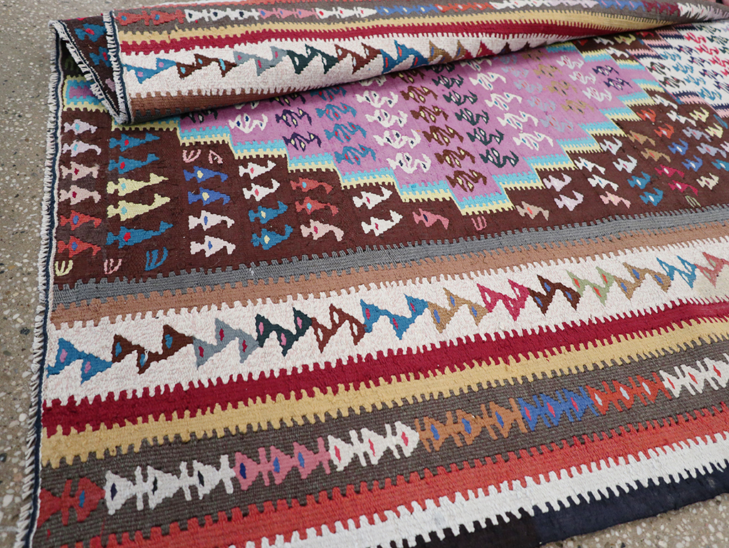 Vintage Persian Flatweave Kilim Gallery Rug, No.25155 - Staging