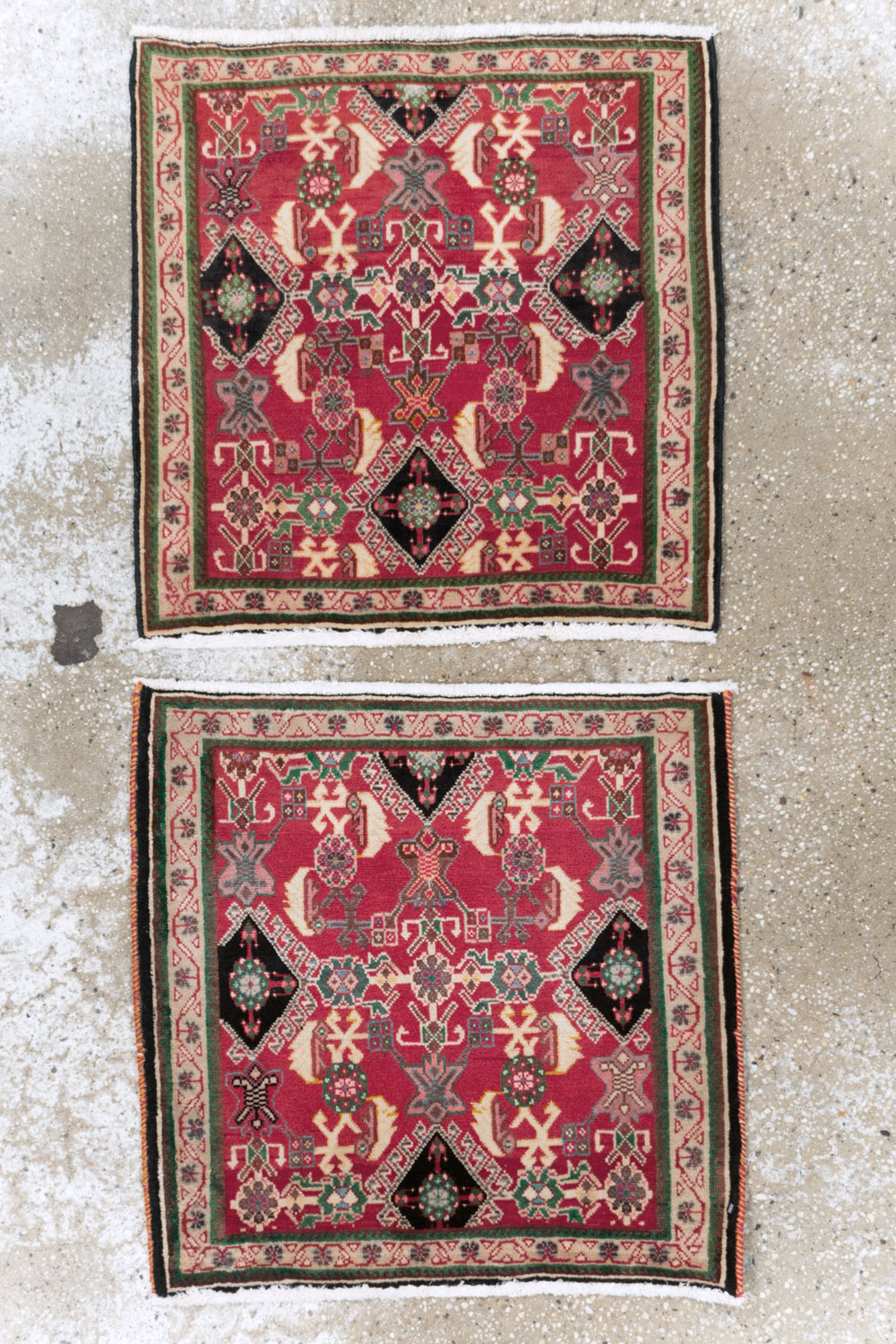 Vintage Persian Shiraz Square Rug (Pair: 1 of 2), No.25168 - Staging