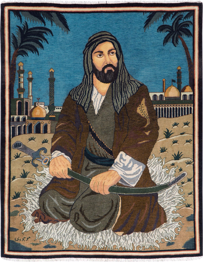 Vintage Persian Tabriz Pictorial Rug, No.25179 - Staging