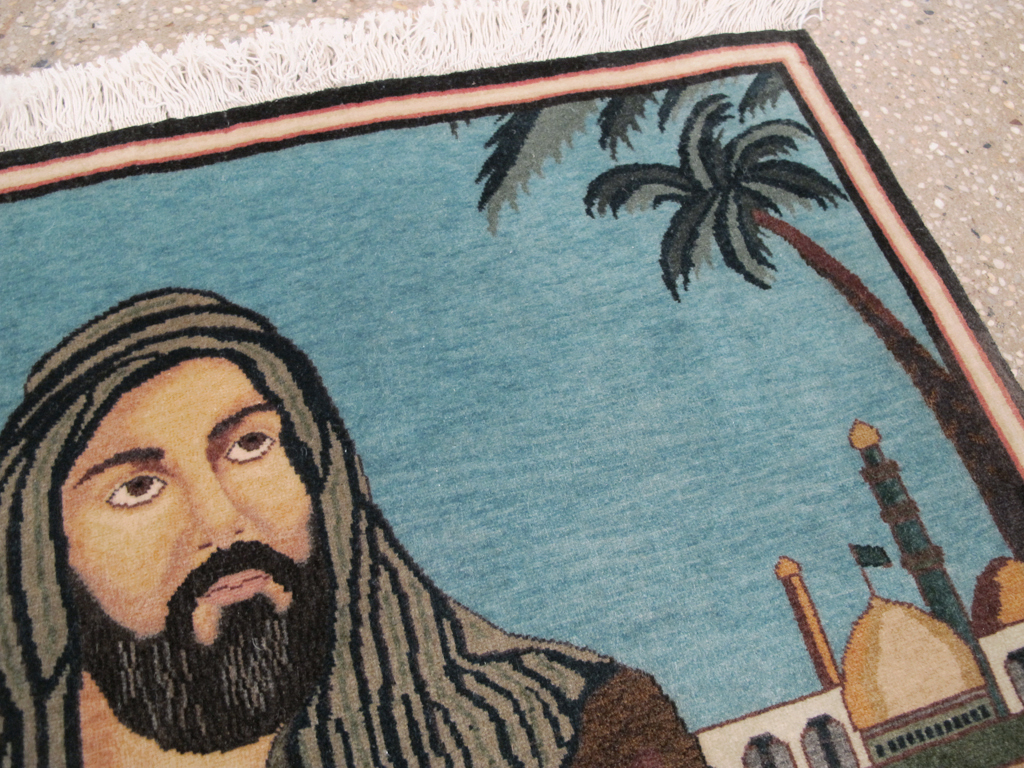 Vintage Persian Tabriz Pictorial Rug, No.25179 - Staging