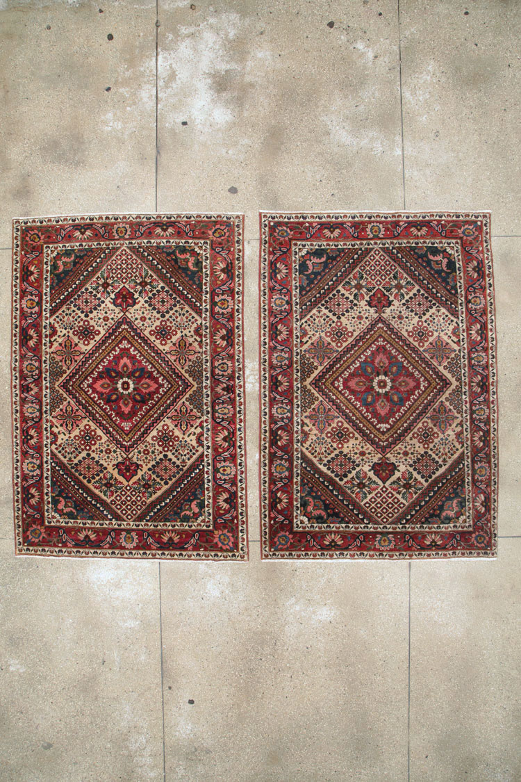 Vintage Persian Joshegan Rug (Pair: 1 of 2), No.25185 - Staging