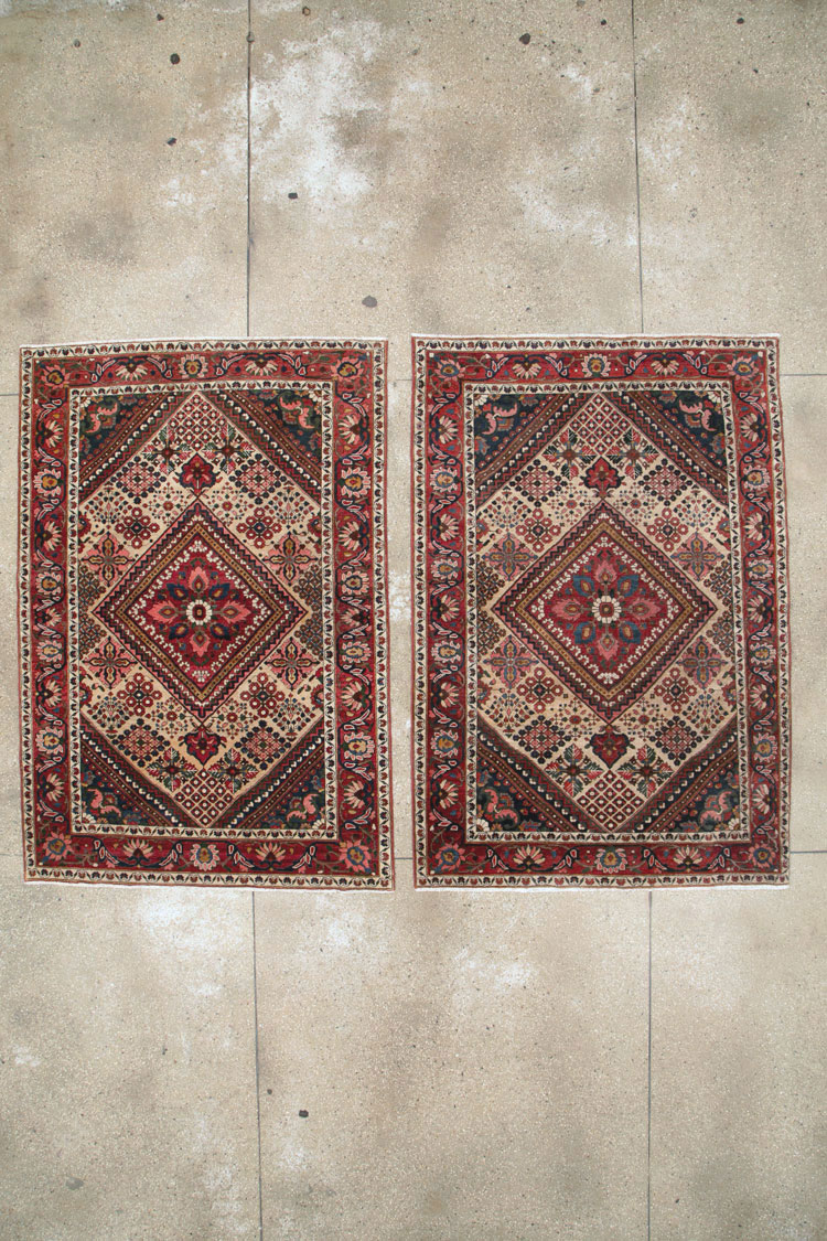 Vintage Persian Joshegan Rug (Pair: 2 of 2), No.25186 - Staging