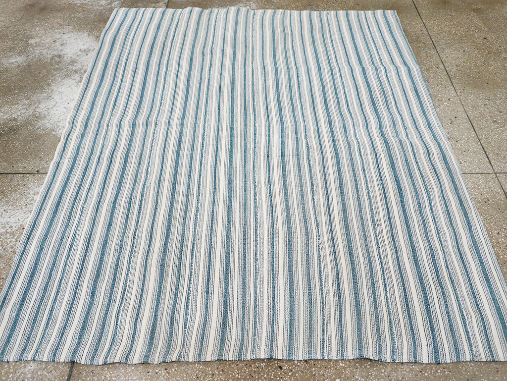 Vintage Persian Flatweave Kilim Square Accent Rug, No.25190 - Staging