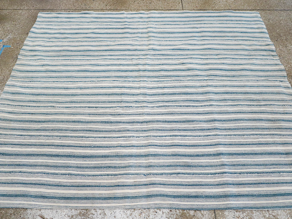 Vintage Persian Flatweave Kilim Square Accent Rug, No.25190 - Staging