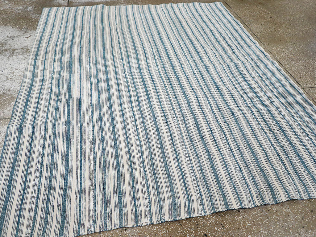 Vintage Persian Flatweave Kilim Square Accent Rug, No.25190 - Staging