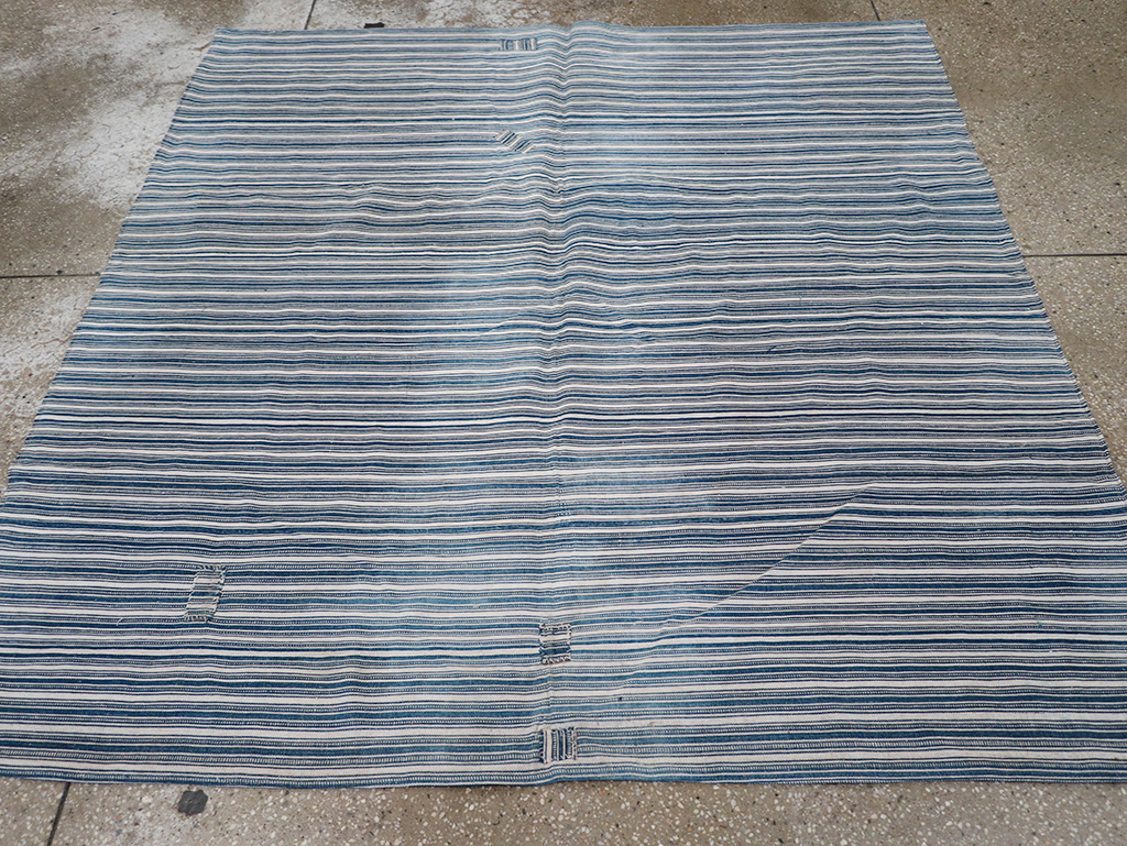 Vintage Persian Flatweave Kilim Square Accent Rug, No.25191 - Staging