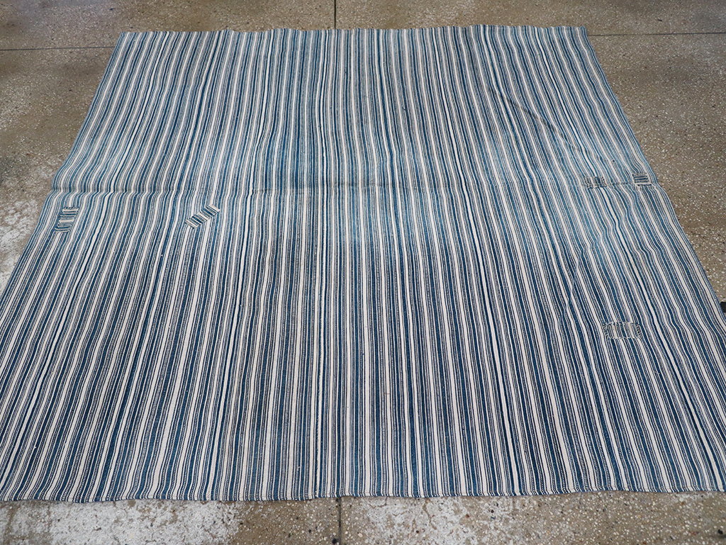 Vintage Persian Flatweave Kilim Square Accent Rug, No.25191 - Staging