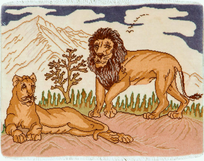 Vintage Persian Tabriz Pictorial Rug (Pair: 1 of 2), No.25196 - Staging