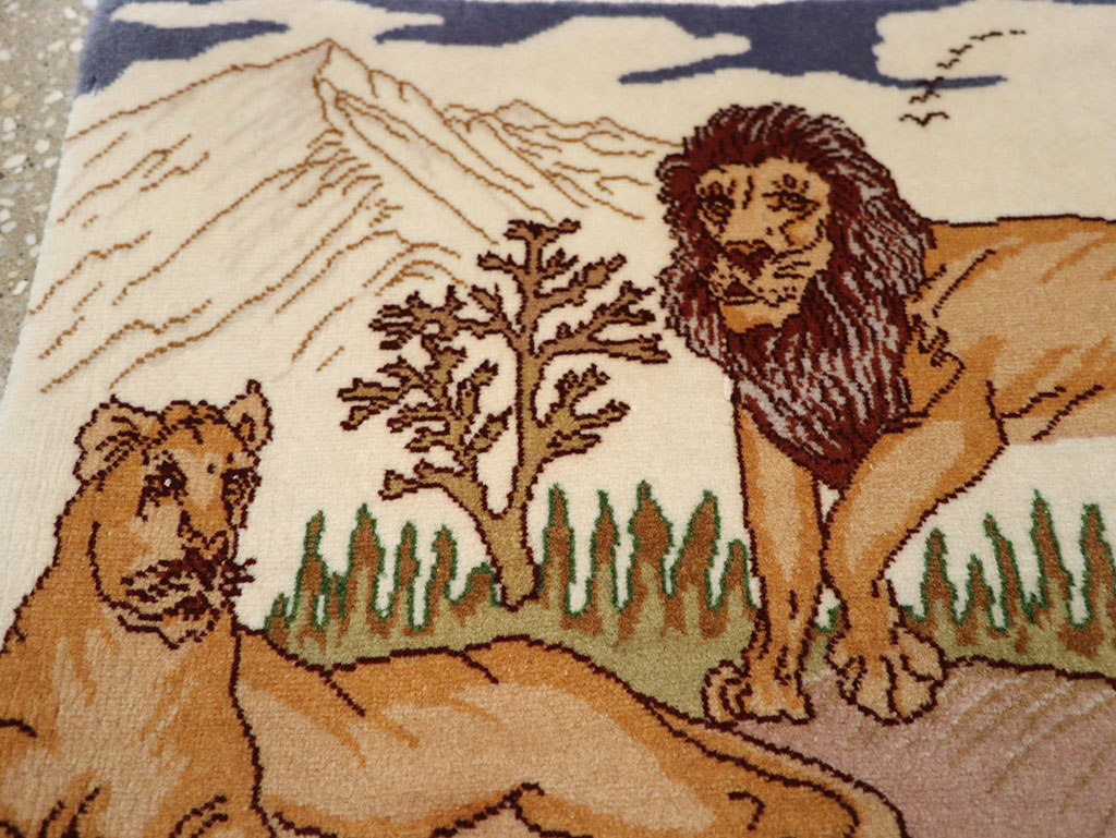 Vintage Persian Tabriz Pictorial Rug (Pair: 1 of 2), No.25196 - Staging