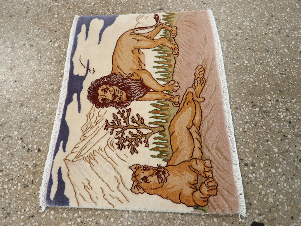 Vintage Persian Tabriz Pictorial Rug (Pair: 1 of 2), No.25196 - Staging