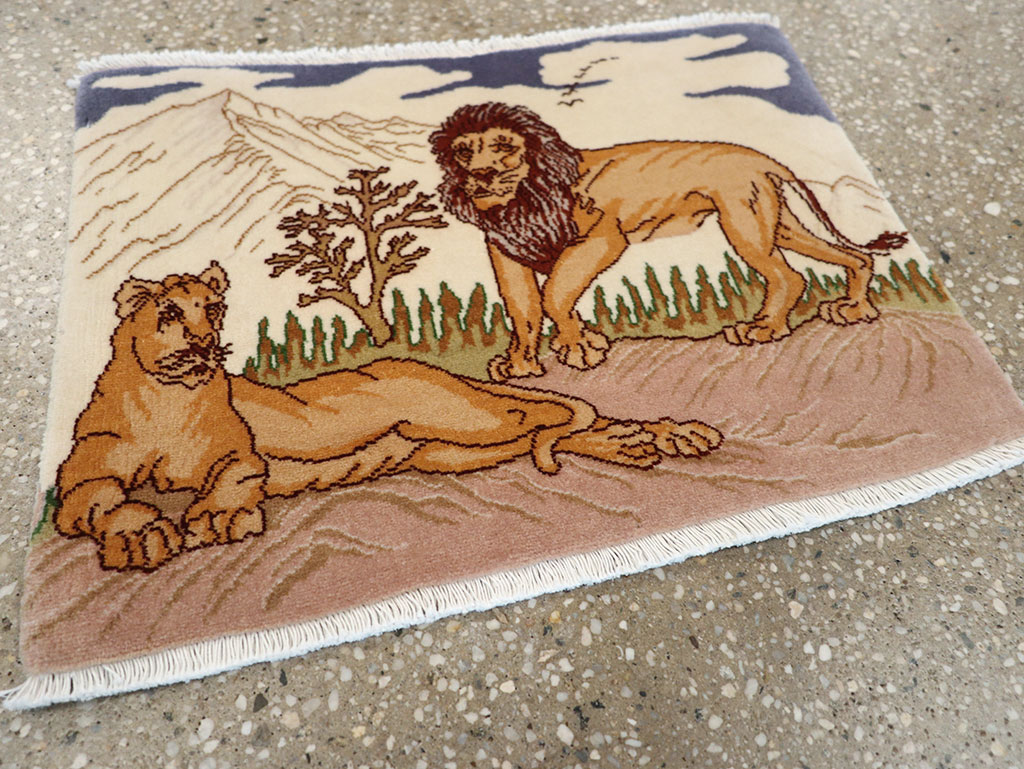 Vintage Persian Tabriz Pictorial Rug (Pair: 1 of 2), No.25196 - Staging