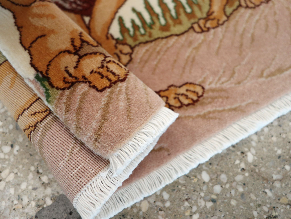 Vintage Persian Tabriz Pictorial Rug (Pair: 1 of 2), No.25196 - Staging