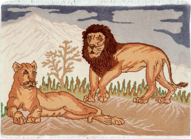 Vintage Persian Tabriz Pictorial Rug (Pair: 2 of 2), No.25197 - Staging