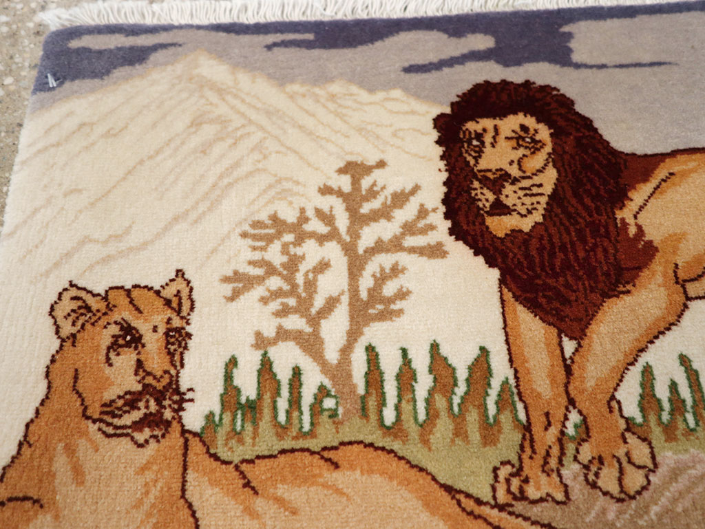 Vintage Persian Tabriz Pictorial Rug (Pair: 2 of 2), No.25197 - Staging