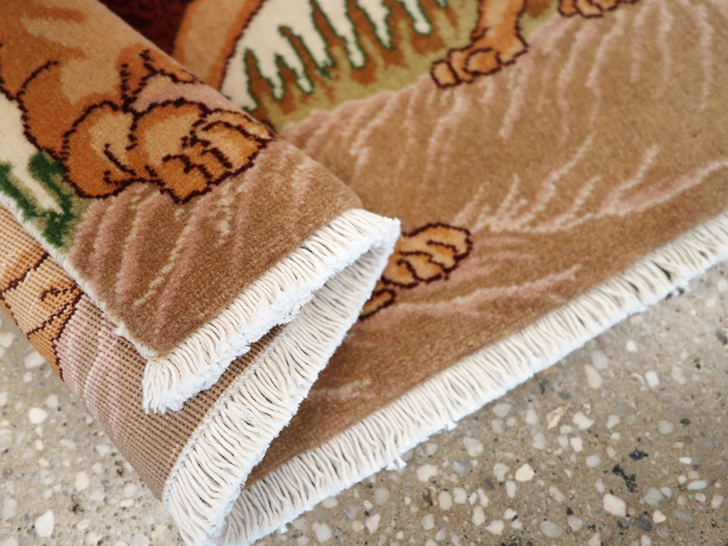 Vintage Persian Tabriz Pictorial Rug (Pair: 2 of 2), No.25197 - Staging