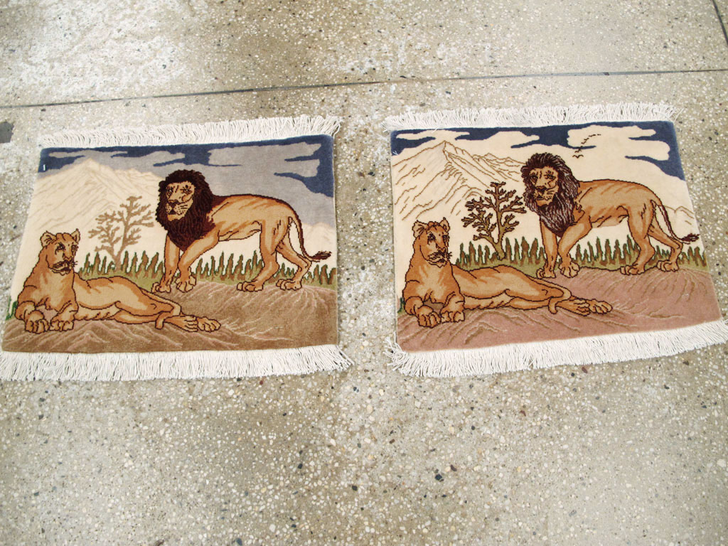 Vintage Persian Tabriz Pictorial Rug (Pair: 2 of 2), No.25197 - Staging