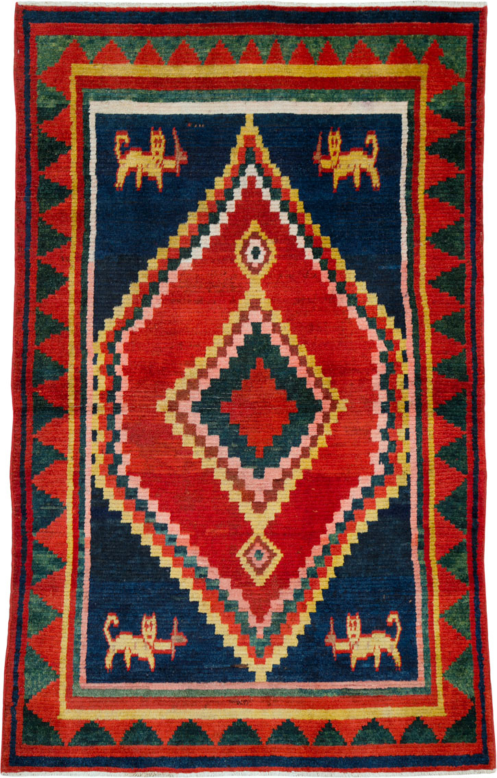 Vintage Persian Gabbeh Rug, No.25201 - Staging