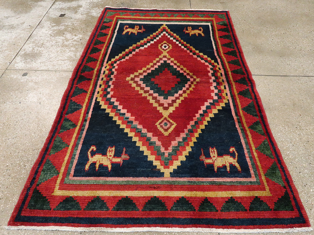Vintage Persian Gabbeh Rug, No.25201 - Staging