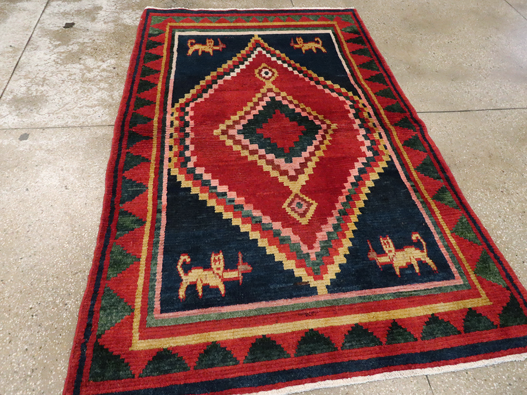 Vintage Persian Gabbeh Rug, No.25201 - Staging