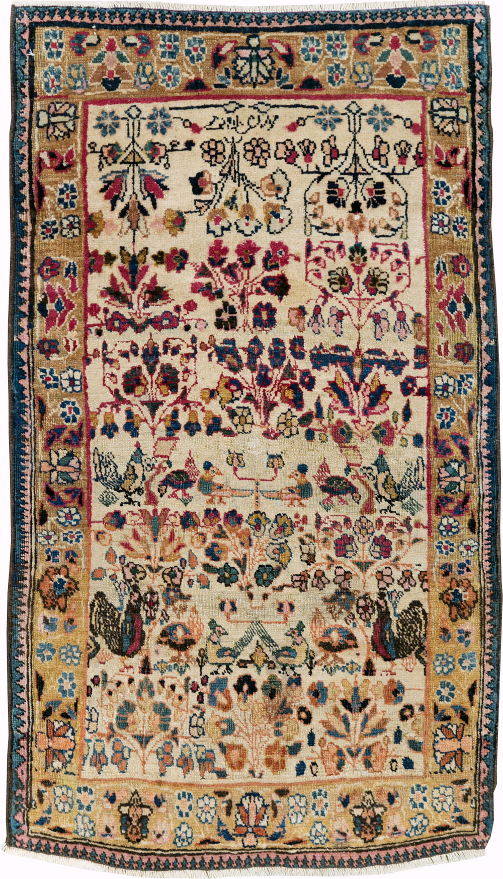 Antique Persian Tabriz Pictorial Rug, No.25211 - Staging
