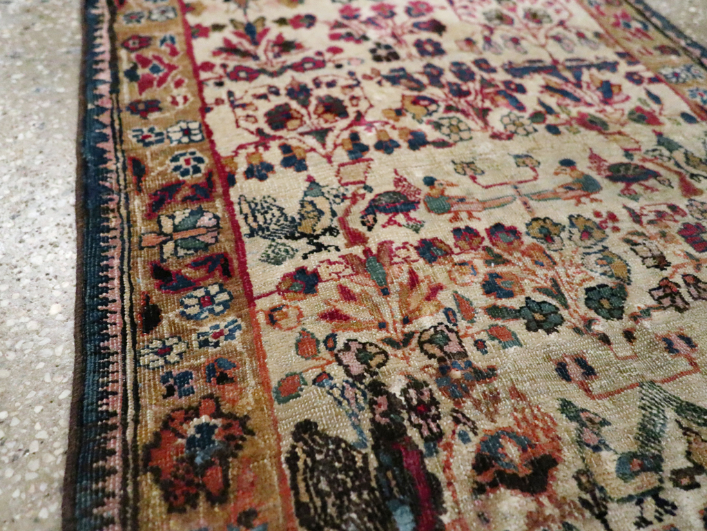 Antique Persian Tabriz Pictorial Rug, No.25211 - Staging