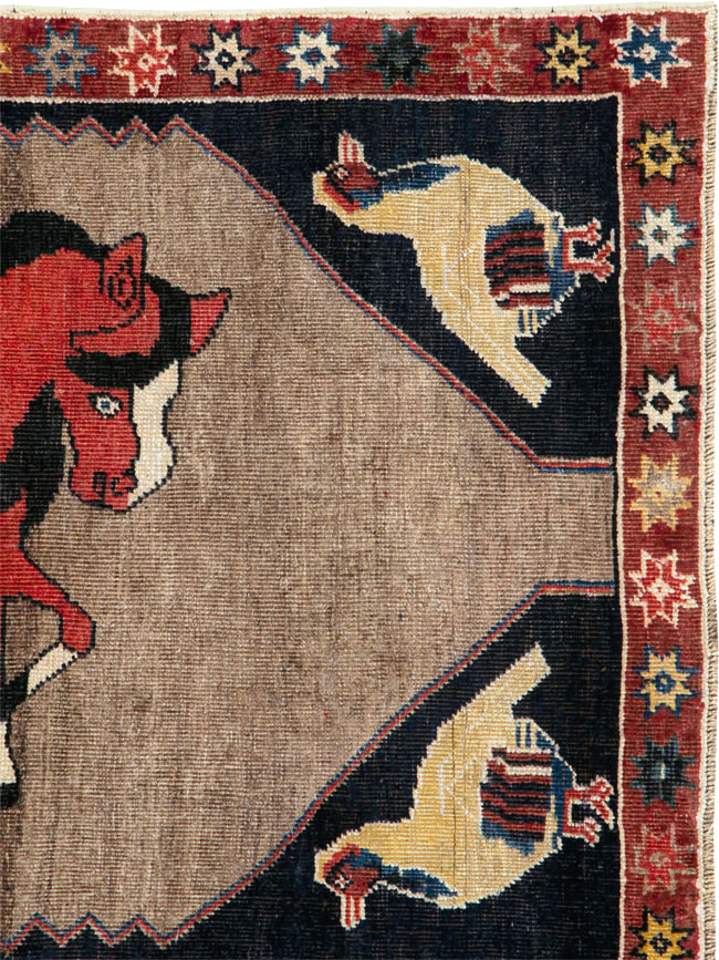 Vintage Persian Shiraz Pictorial Rug, No.25214 - Staging