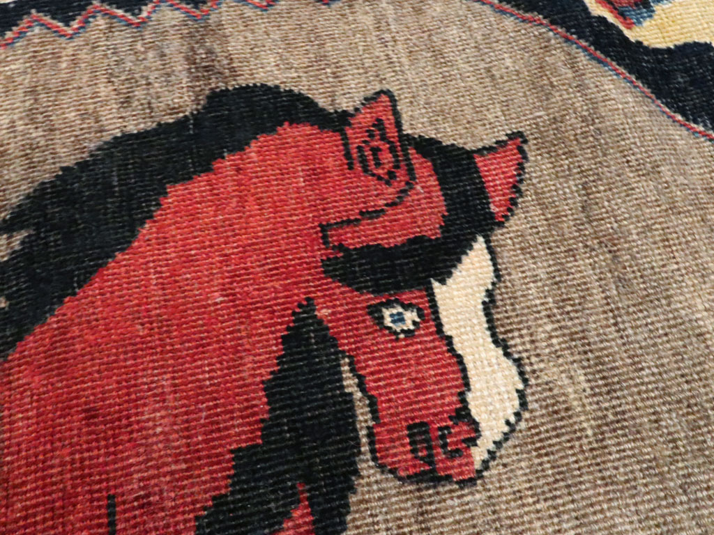 Vintage Persian Shiraz Pictorial Rug, No.25214 - Staging