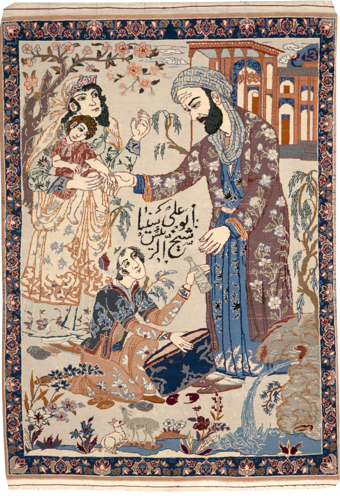 Vintage Persian Isfahan Pictorial Rug, No.25216 - Staging