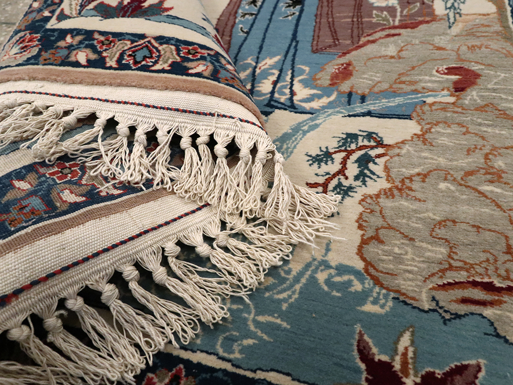 Vintage Persian Isfahan Pictorial Rug, No.25216 - Staging