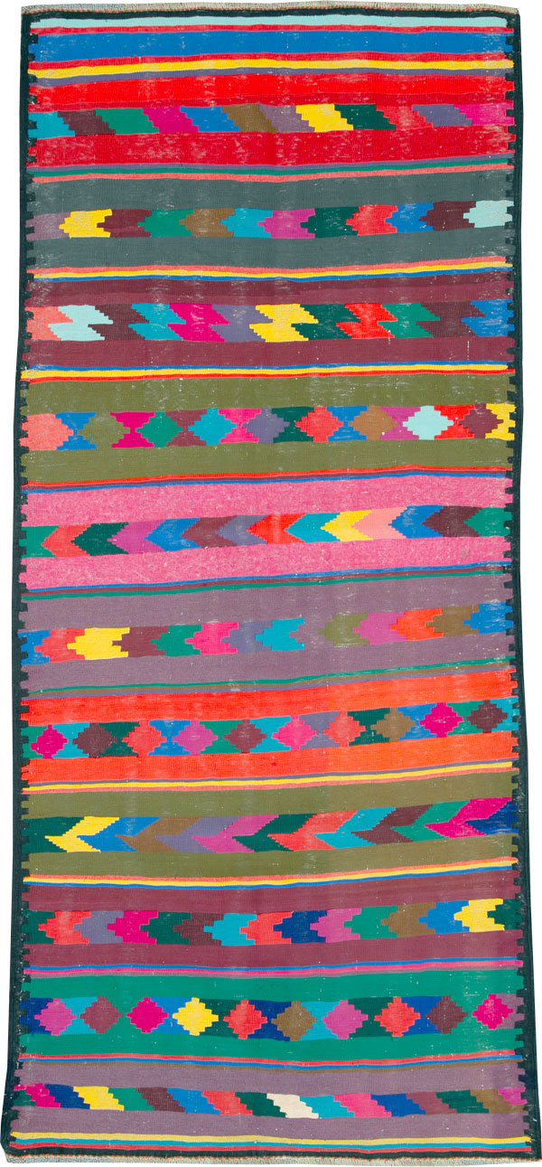 Vintage Persian Flatweave Kilim Rug (Pair: 1 of 2), No.25217 - Staging