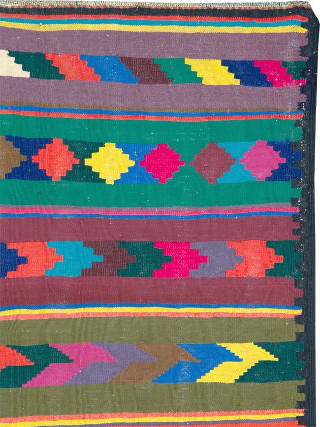 Vintage Persian Flatweave Kilim Rug (Pair: 1 of 2), No.25217 - Staging