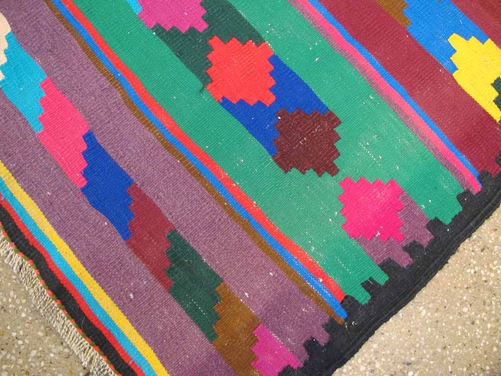 Vintage Persian Flatweave Kilim Rug (Pair: 1 of 2), No.25217 - Staging