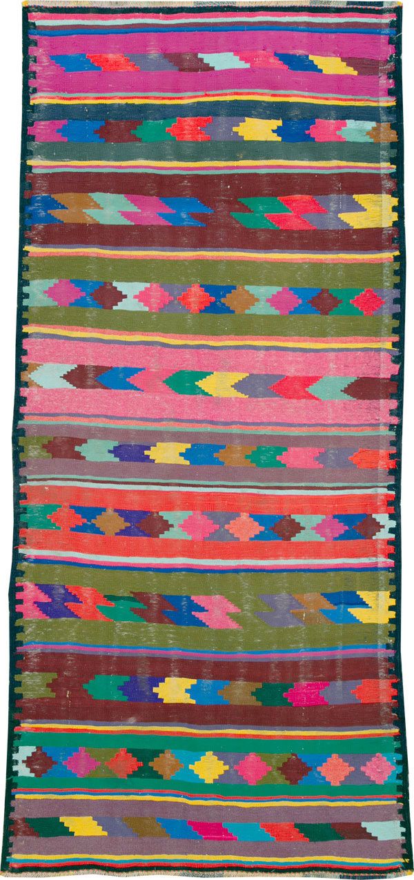 Vintage Persian Flatweave Kilim Rug (Pair: 2 of 2), No.25218 - Staging