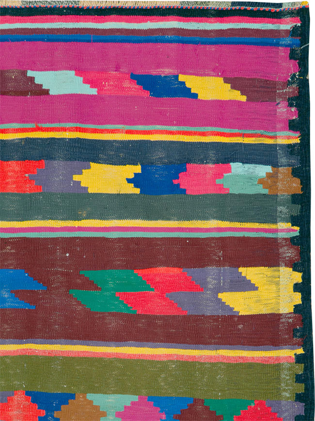 Vintage Persian Flatweave Kilim Rug (Pair: 2 of 2), No.25218 - Staging