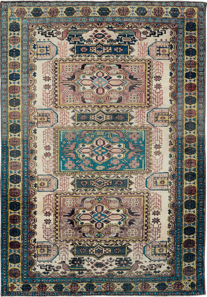 Vintage Persian Veece Throw Rug, No.25222 - Staging