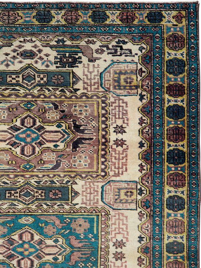 Vintage Persian Veece Throw Rug, No.25222 - Staging