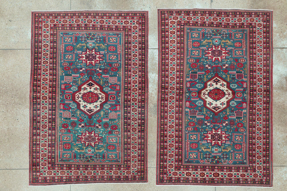 Vintage Persian Tabriz Rug (Pair: 2 of 2), No.25225 - Staging