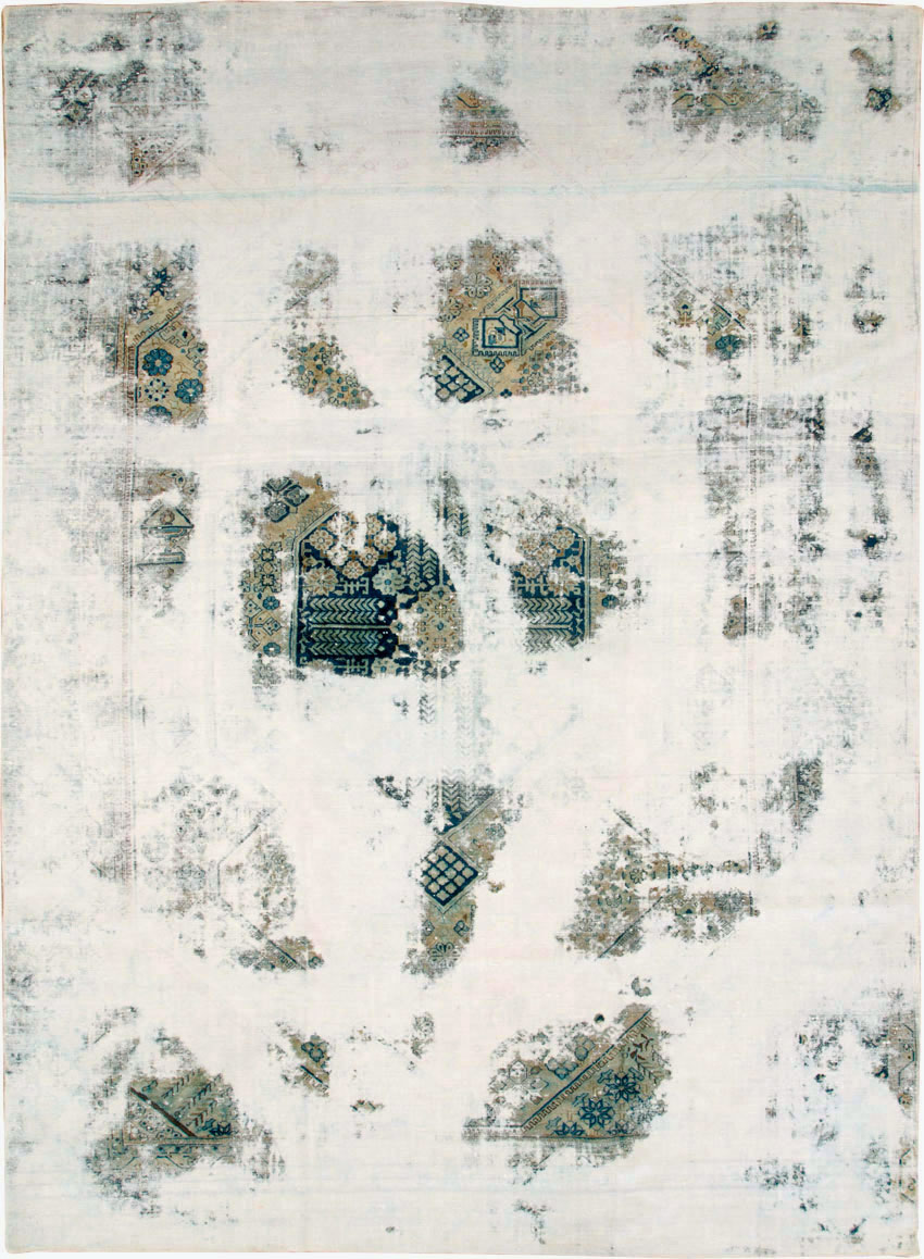 Vintage Persian Tabriz Overdyed Carpet, No.25235 - Staging