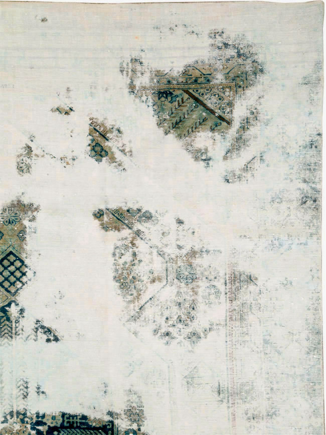 Vintage Persian Tabriz Overdyed Carpet, No.25235 - Staging