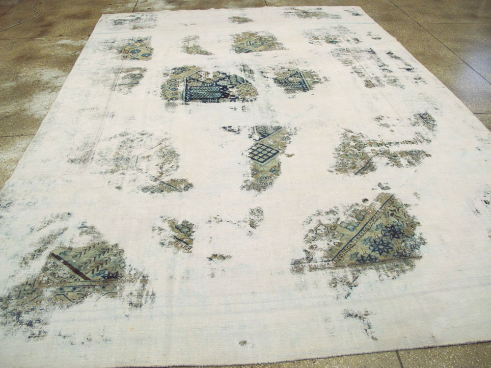 Vintage Persian Tabriz Overdyed Carpet, No.25235 - Staging