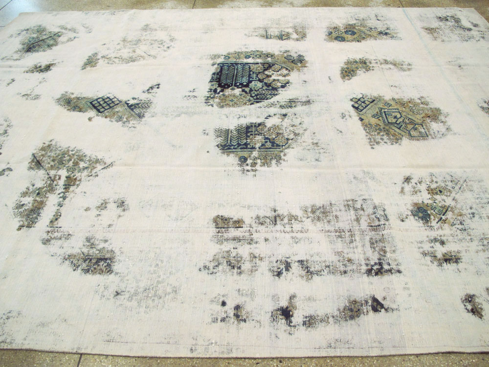 Vintage Persian Tabriz Overdyed Carpet, No.25235 - Staging