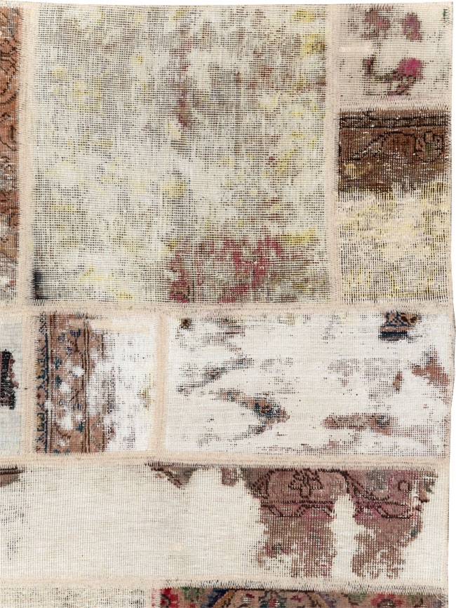 Distressed Vintage Persian Patchwork Accent Rug, No.25237 - Staging